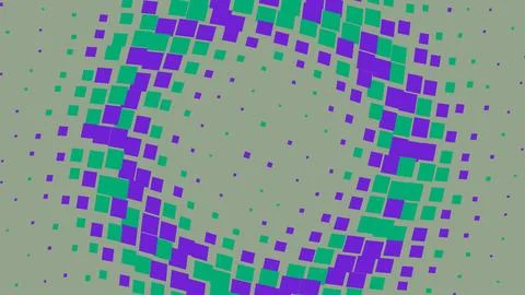 Abstract halftone pattern with green and purple squares Stock Illustration