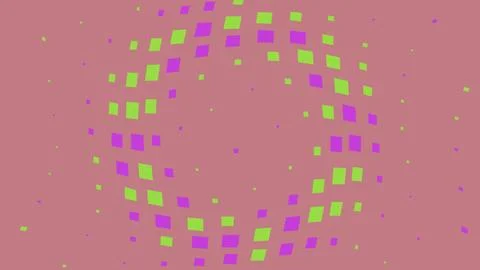 Abstract halftone pattern with green and purple squares Stock Illustration