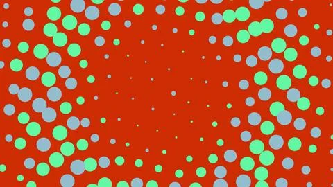 Abstract halftone pattern with green and blue dots on red イラスト素材
