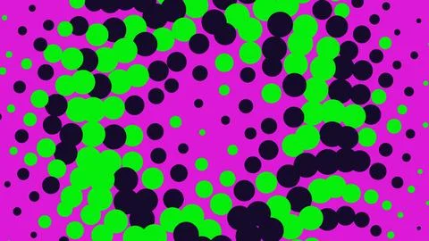 Abstract halftone pattern with green and black dots on pink Illustrazione stock