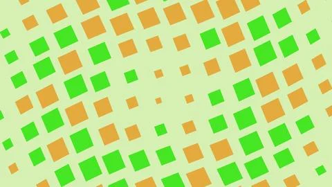 Abstract halftone pattern with green and orange squares Stockillustratie