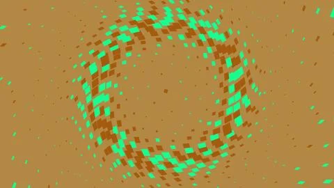 Abstract halftone pattern with green squares on brown background Stock Illustration