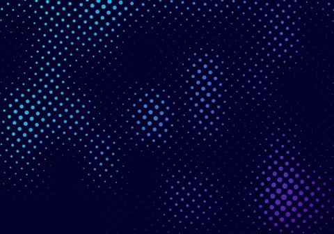 Abstract halftone pattern motion effect with fading dot gradation blue and pu Stock Illustration