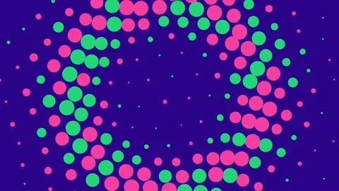 Abstract halftone pattern with pink and green circles Illustrazione stock