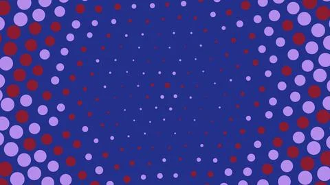 Abstract halftone pattern with purple circles and red squares Illustrazione stock