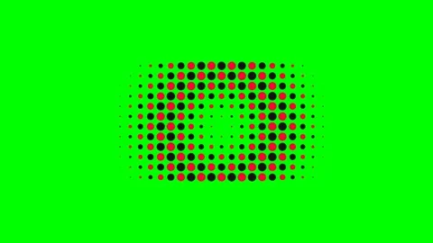 Abstract halftone pattern with red and black dots on a bright green backgroun Stock Footage 340264991