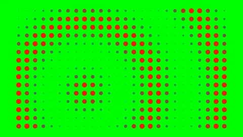 Abstract halftone pattern of red dots forming the number ten on green ground Stock Footage 340266206