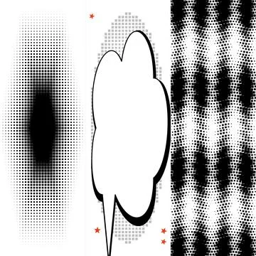 Abstract Halftone Pattern Set Featuring a Comic Style Speech Bubble Design Stock Illustration