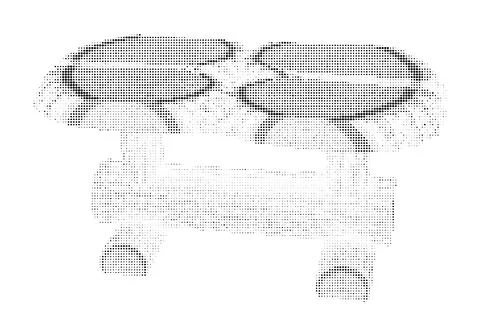 Abstract halftone piston vector illustration, engine parts icon, trendy dot.. Stock Illustration