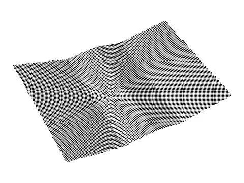 Abstract halftone rectangle shape with radial dot pattern in black and whit.. Stock Illustration