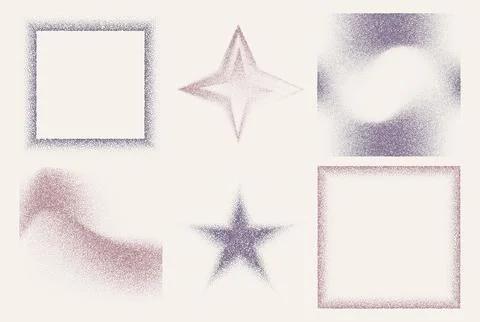 Abstract halftone shapes and frames set イラスト素材