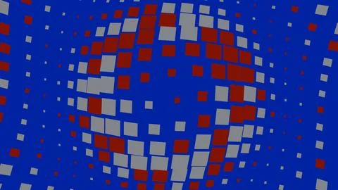 Abstract halftone sphere pattern with red and grey squares Illustrazione stock