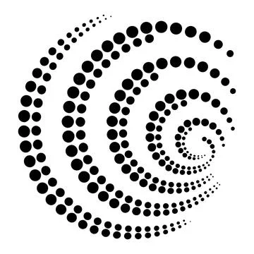 Abstract Halftone Spiral Dot Pattern | Circular Swirl Optical Illusion Vector Stock Illustration