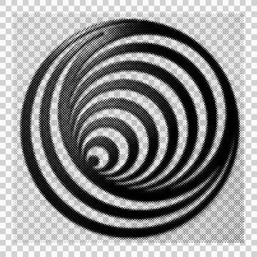 Abstract halftone spiral pattern with intricate concentric circles creating.. Stock Illustration