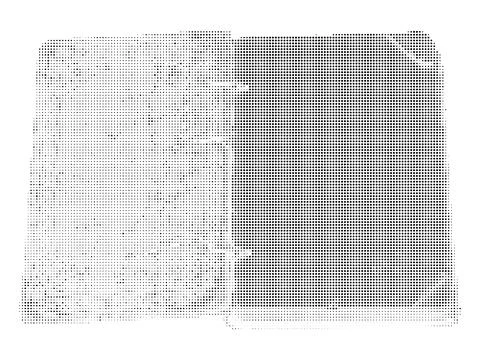Abstract halftone texture with dots creating an open book shape with varyin.. Stock Illustration
