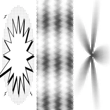 Abstract Halftone Triangle Patterns and Comic Style Speech Bubble Graphic E.. Stock Illustration