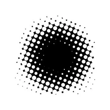 Abstract halftone vector design element. Black dots frame Stock Illustration