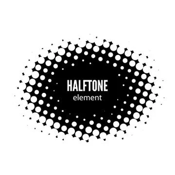 Abstract halftone vector design element. Black dots frame Stock Illustration