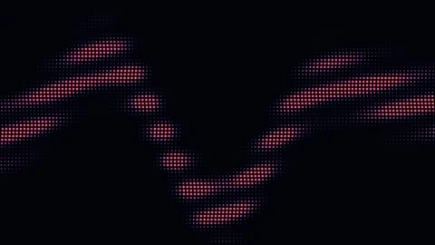 Abstract halftone wave of glowing dots changing colors on black Stock Footage 335938196