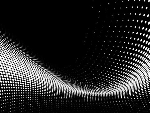 Abstract halftone wave. Halftone abstract dots on black background イラスト素材