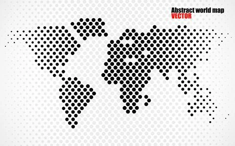 Abstract halftone world map isolated on white background. Vector illustration Stock Illustration