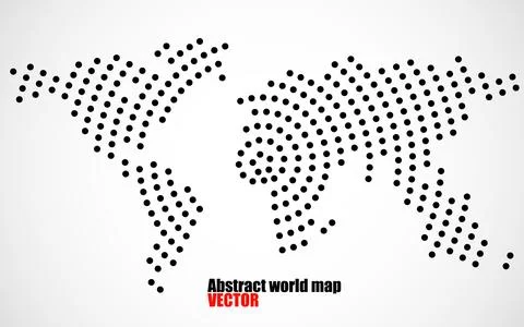 Abstract halftone world map isolated on white background Stock Illustration