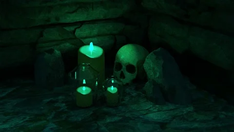 Abstract Halloween background composition with a skull and candles. Design Vidéo 161117042