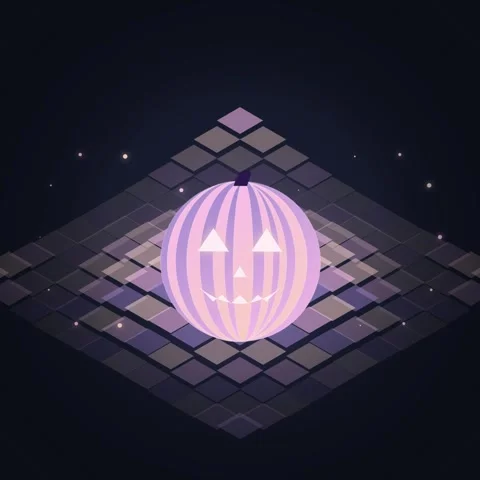 Abstract Halloween Pumpkin on Geometric Pattern Background, Purple and Pink.. Stock Footage 348198847