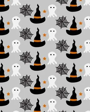 Abstract Halloween seamless pattern. background color gray. Stock Illustration