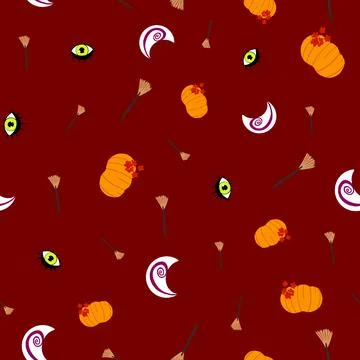 Abstract Halloween vector repeat pattern illustration on red background Illustrazione stock