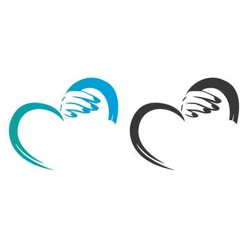 Abstract Hand and Heart Shape Combination Logo for Charity, Healthcare or Family Stock Illustration