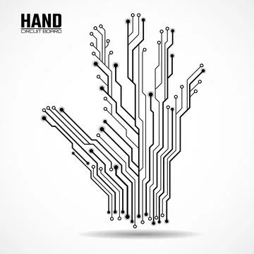Abstract hand of circuit board isolated on a white background イラスト素材