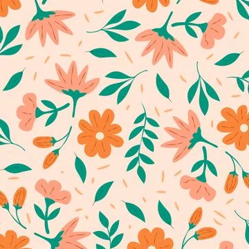 Abstract hand draw floral pattern background. Vector. Stock Illustration