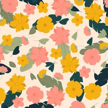 Abstract hand draw floral pattern background. Vector. Stock Illustration