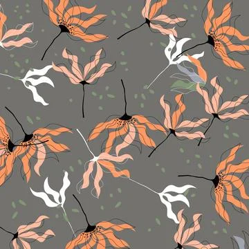 Abstract hand draw floral pattern background. Vector. 스톡 일러스트