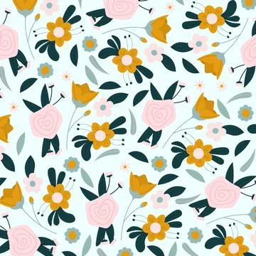 Abstract hand draw floral pattern background. Vector. Stock Illustration