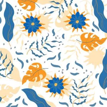 Abstract hand draw floral pattern background. Vector. Stock Illustration