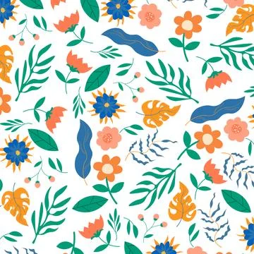 Abstract hand draw floral pattern background. Vector. Stock Illustration