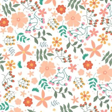 Abstract hand draw floral pattern background. Vector. Stock Illustration