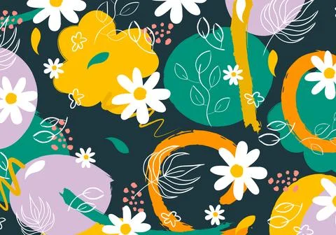 Abstract hand draw floral pattern background. Vector. Illustrazione stock