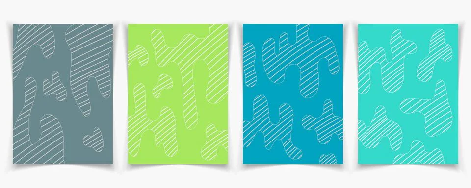 Abstract hand drawing design of free shape artwork brochures set. Stock Illustration