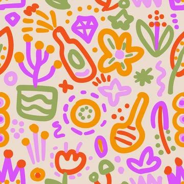 Abstract Hand Drawing Seamless Pattern Stock Illustration