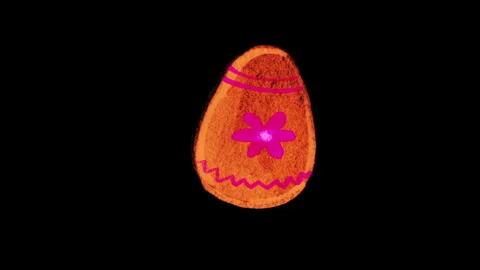 Abstract hand drawn animation of Easter egg on black background. Egg decorated Video stock 260352204