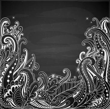 Abstract  hand drawn black background Stock Illustration