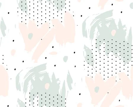 Abstract hand drawn black ink polka dot pattern Stock Illustration