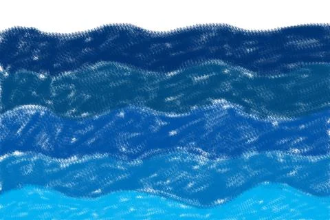 Abstract Hand Drawn Blue Ocean Waves Crayon Texture Background 스톡 일러스트