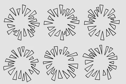Abstract Hand Drawn Cartoon Firework Line Vintage Collection Stock Illustration