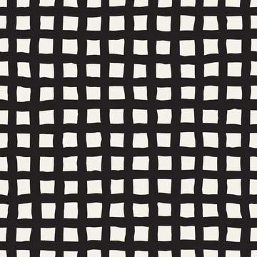 Abstract hand drawn check textures made with gouache. Black grunge checkers Stock Illustration