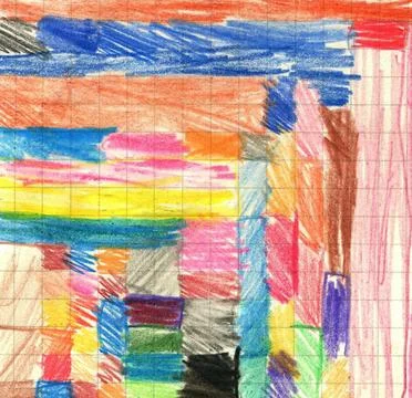 Abstract Hand Drawn Crayon Scribbles on Graph Paper Texture for Creative Ba.. Stock Illustration