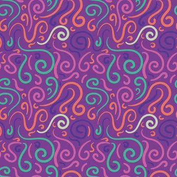 Abstract hand drawn doodle curly line seamless pattern. Swirls messy backgr.. Stock Illustration